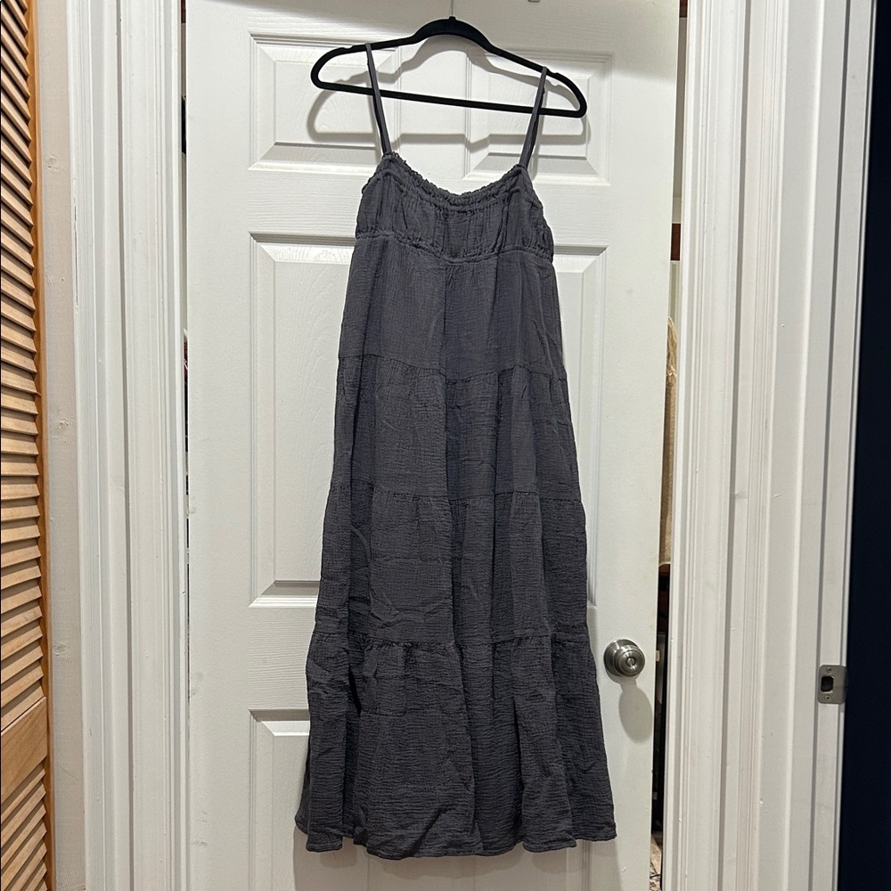 ZARA Women's Gray Spaghetti Strap Maxi Dress - Elegant Casual
